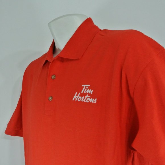 TIM HORTONS Coffee Donuts Employee Uniform Polo Shirt Red NEW Size L Large - Picture 1 of 6